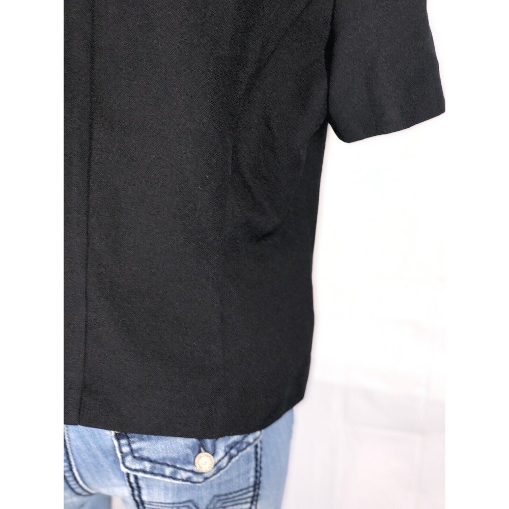 Perceptions Womens Blazer Jacket Sz  16 Black Button-Up Short Sleeve - Picture 7 of 8